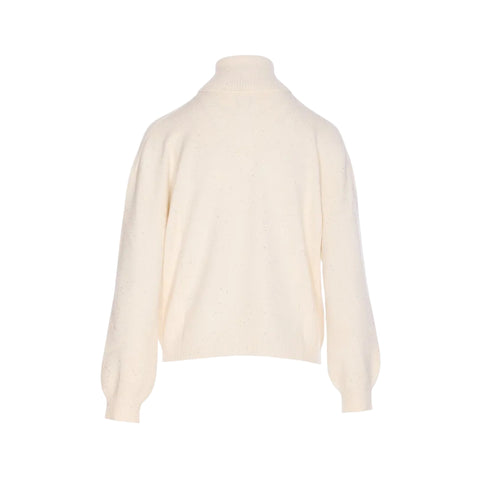 Maglia Donna a collo alto, con bordi a costine e decorato con micro paillettes